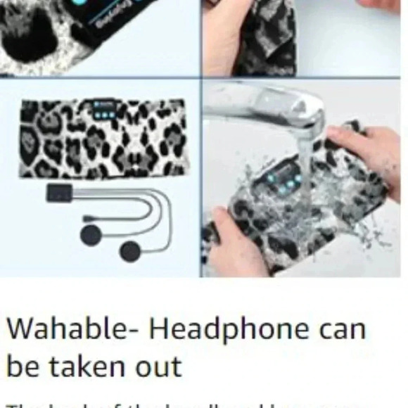 Animal Print Bluetooth Headband, Headphones, Sleep Mask - Picture 5 of 16